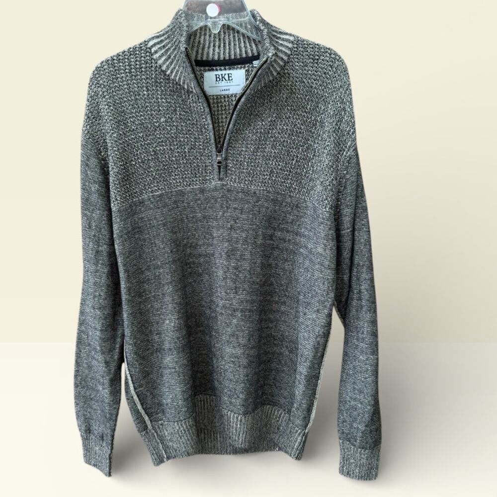 BKE Mens 1/4 Zip Pullover Size Large Buckle Sweater Knit Casual Preppy